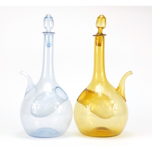 99 - Two wine glass decanters, each 41cm high