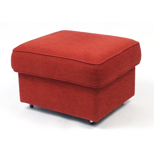 6 - Contemporary swivel tub chair with storage footstool with red upholstery