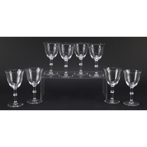 2119 - Set of eight Lalique Beaugency glass with part frosted stems, etched Lalique France to the bases, 15... 