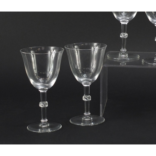 2119 - Set of eight Lalique Beaugency glass with part frosted stems, etched Lalique France to the bases, 15... 