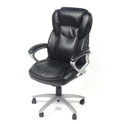 68 - Black faux leather executive office chair