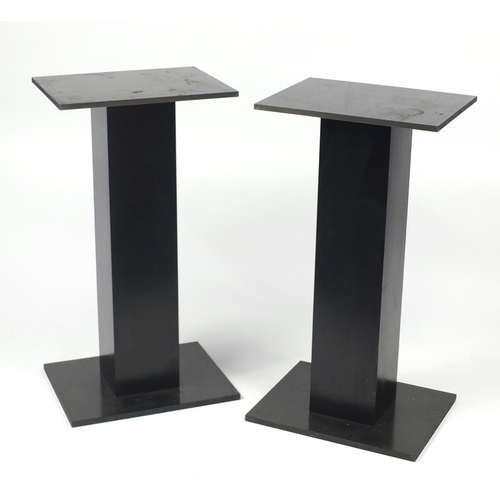 70 - Pair of black melamine pedestals, 94cm H x 40cm W x 50cm D