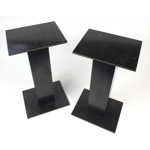 70 - Pair of black melamine pedestals, 94cm H x 40cm W x 50cm D