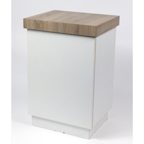 61 - White melamine pedestal cupboard, 92cm H x 62cm W x 51cm D