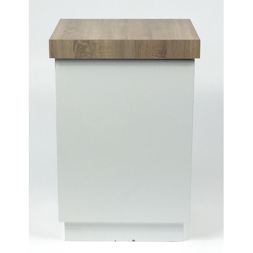 61 - White melamine pedestal cupboard, 92cm H x 62cm W x 51cm D