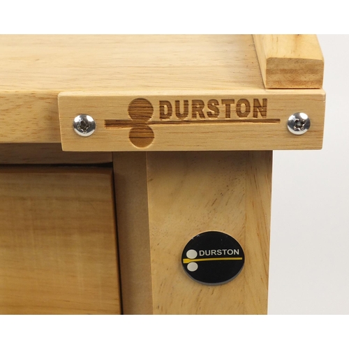 14 - Durston light oak jewellers desk, 96cm H x 95cm W x 48cm D