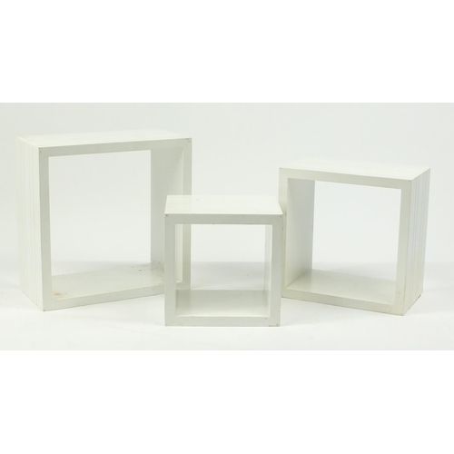 62 - Graduated set of three contemporary wall pockets, the largest 30cm H x 30cm W x 15cm D