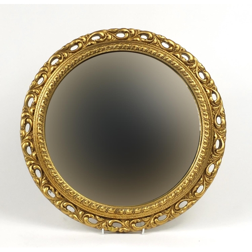 9 - Circular gilt framed convex mirror, 45cm diameter