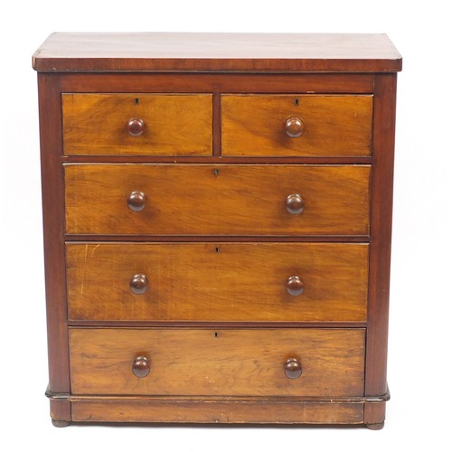 2 - Victorian mahogany five drawer chest fitted with two short above three long graduated drawers, 105cm... 