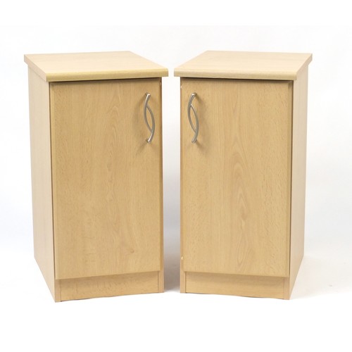 55 - Pair of lightwood bedside cupboards, 64cm H x 33cm W x 51cm D
