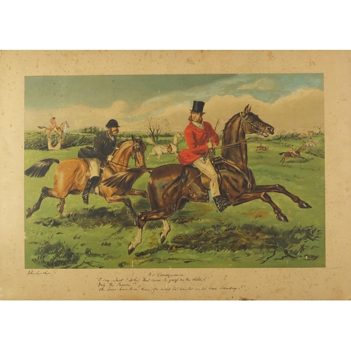 181 - John Leach - Huntsmen on Horseback, set of four lithographic prints, each mounted, 63cm x 40cm