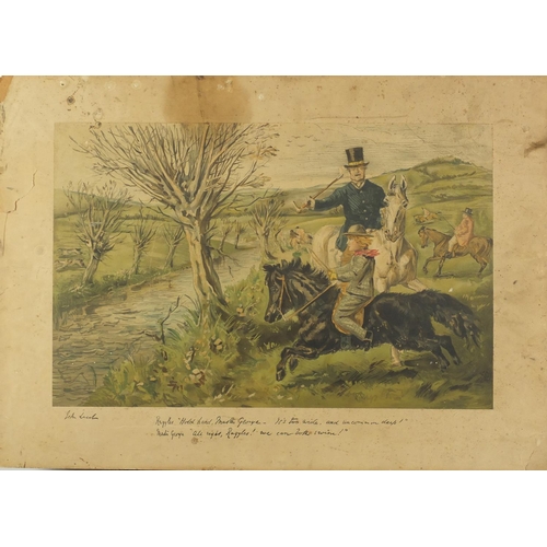 181 - John Leach - Huntsmen on Horseback, set of four lithographic prints, each mounted, 63cm x 40cm