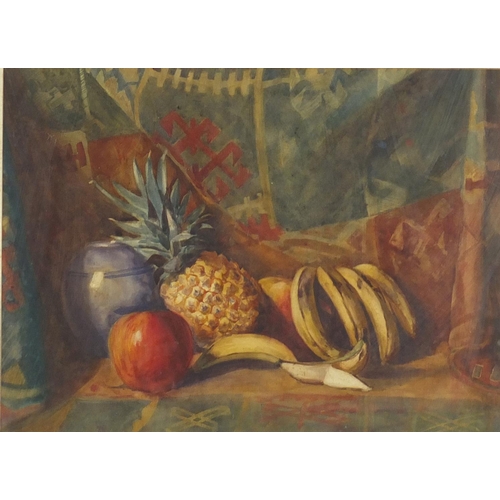 203 - Still life fruit, 19th century watercolour, mounted and framed, 60.5cm x 44cm