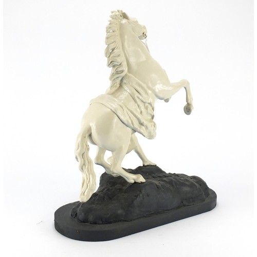 134 - Painted Spelter model of a Marley horse and trainer, 41cm high