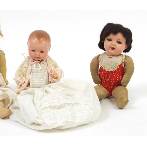 163 - Four vintage dolls with jointed limbs  including Kopplesdorf and Armand Marseille, the largest 51cm ... 