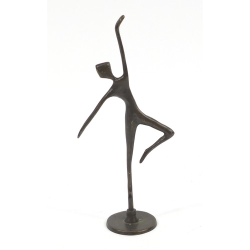 128 - Modernist patinated bronze study of a dancer, 29.5cm high