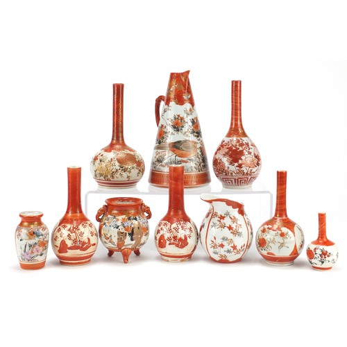 150 - Japanese Kutani porcelain vases and jugs, the largest 19.5cm high