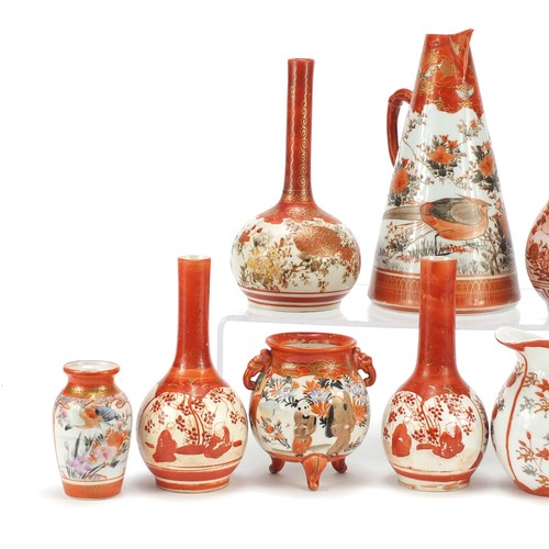 150 - Japanese Kutani porcelain vases and jugs, the largest 19.5cm high