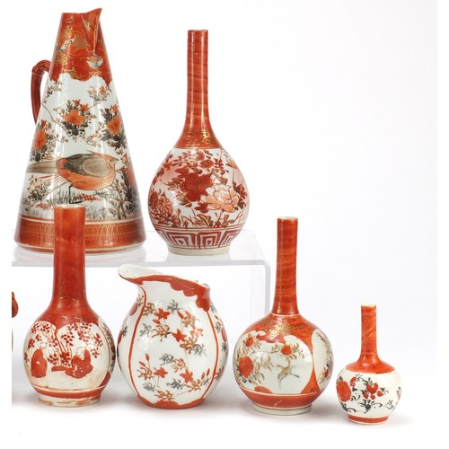 150 - Japanese Kutani porcelain vases and jugs, the largest 19.5cm high