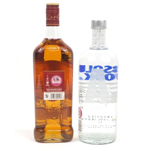 209 - 1L Bottle of Absolute Vodka and 1L bottle of Grants whiskey