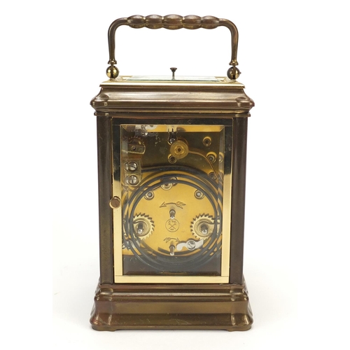 2175 - Brass cased repeating carriage clock by Rapport with subsidiary dial, 14.5cm high