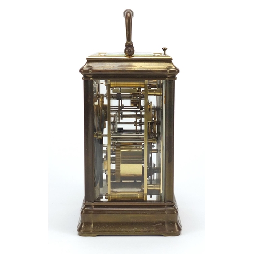 2175 - Brass cased repeating carriage clock by Rapport with subsidiary dial, 14.5cm high