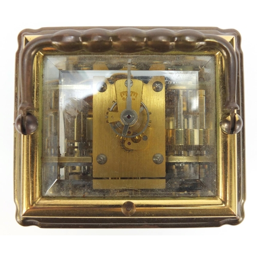 2175 - Brass cased repeating carriage clock by Rapport with subsidiary dial, 14.5cm high