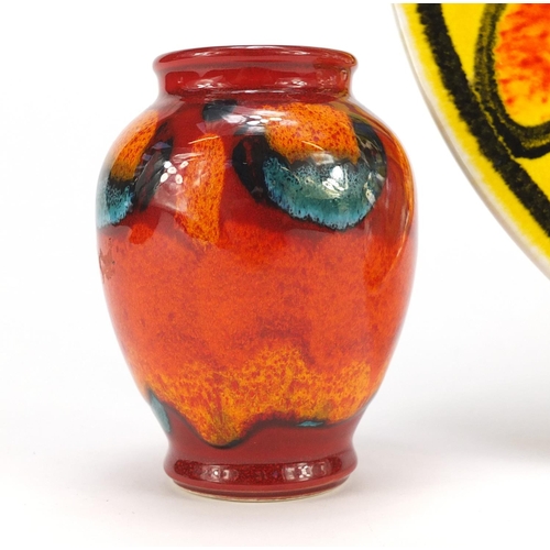 2155 - Poole Pottery Delphis vase and charger, 35.5cm wide