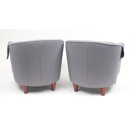 2053 - Pair of contemporary grey upholstered tub chairs, 70cm high