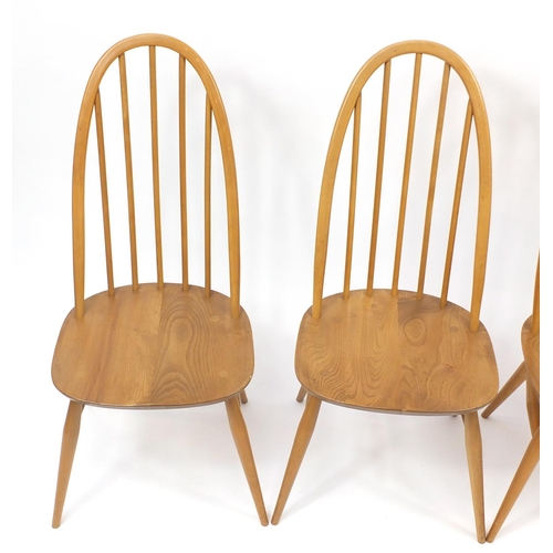 2025 - Ercol Windor light elm dropleaf table and four stickback chairs