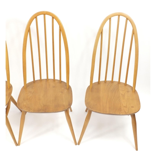 2025 - Ercol Windor light elm dropleaf table and four stickback chairs
