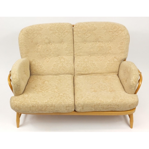 2009 - Ercol Windsor light elm two seater settee, 140cm wide