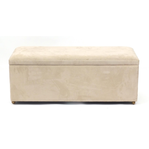 2060 - Contemporary two drawer ottoman with suede upholstery, 48cm H x 120cm W x 48cm D