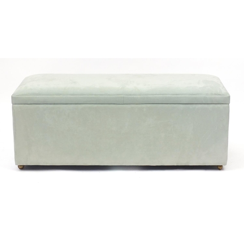 2045 - Contemporary two drawer ottoman with suede upholstery, 48cm H x 120cm W x 48cm D