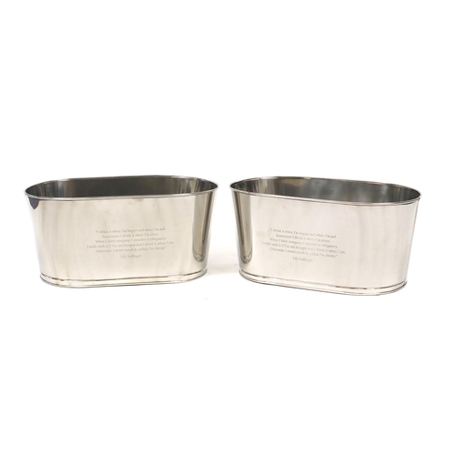 2028 - Large pair of stainless steel Bollinger champagne ice buckets, each 30cm H x 65cm W x 36.5cm D