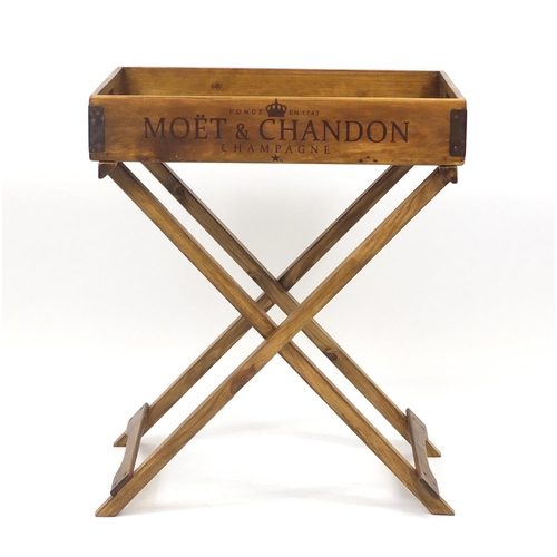 2037 - Moët & Chandon design butlers tray on stand, 78cm H x 65cm W x 44.5cm D