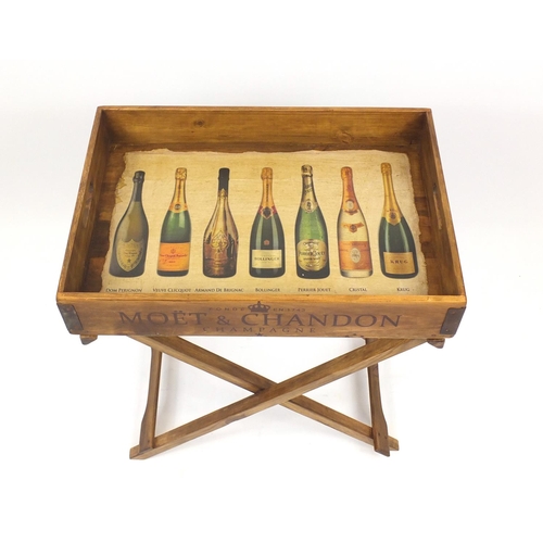 2037 - Moët & Chandon design butlers tray on stand, 78cm H x 65cm W x 44.5cm D