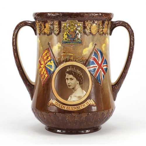 2161 - Royal Doulton loving cup commemorating the Coronation of Queen Elizabeth II, limited edition 745/100... 