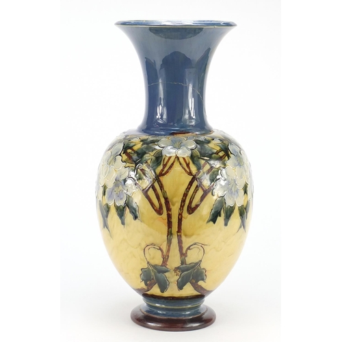 2116 - Large Royal Doulton vase, hand painted with flowers, factory marks and incised initials to the base,... 