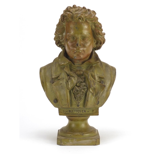 2170 - Patinated bronzed bust of Beethoven, 29cm high