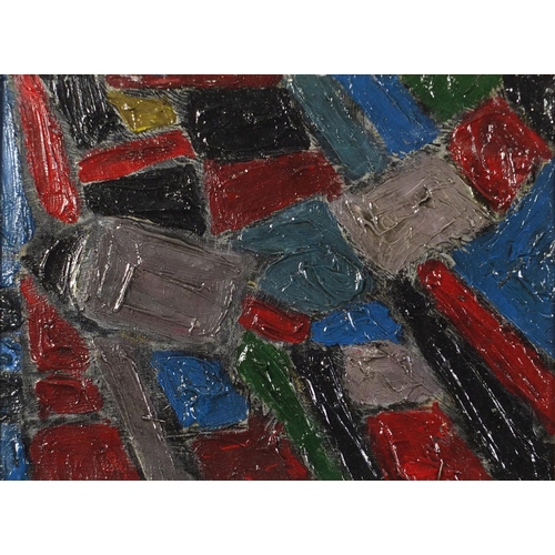 2143 - Abstract composition, Russian School oil onto canvas, framed, 39.5cm x 28cm