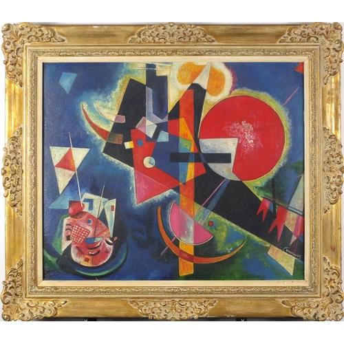 2021 - Manner of Wassily Kandinsky - Abstract composition, Russian School oil onto board, mounted and frame... 