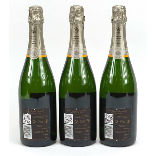 2082 - Three bottles of 2004 Veuve Clicquot vintage champagne