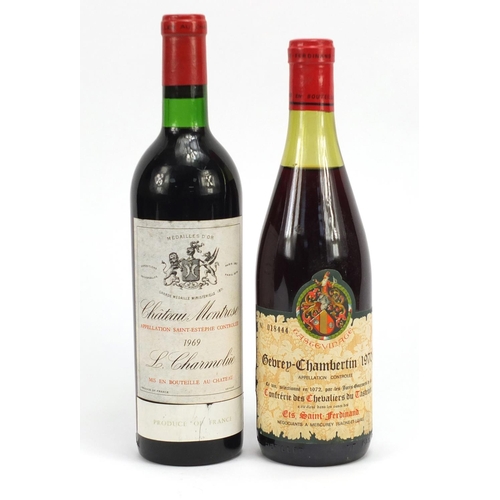 2126 - Two bottles of vintage red wine comprising 1969 Chateau Montrose and 1970 Gevre Chambertin