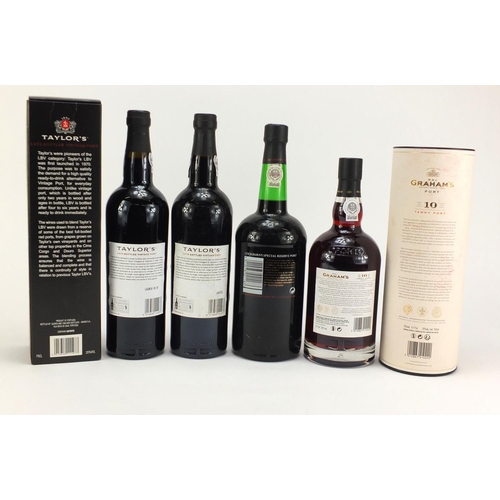 2087 - Four bottles of port including Grahams 10 Year Old and Taylors