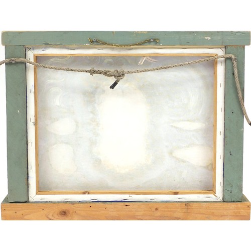 2149A - Danny Ager 2009 - Surreal face oil onto canvas, framed, 50.5cm x 40.5cm