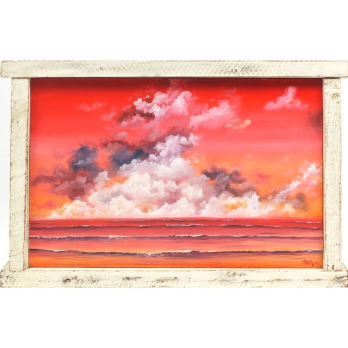 2109A - Danny Ager 2005 - Seascape, oil onto canvas, framed, 90cm x 60.5cm
