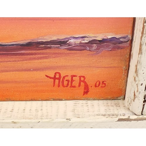 2109A - Danny Ager 2005 - Seascape, oil onto canvas, framed, 90cm x 60.5cm