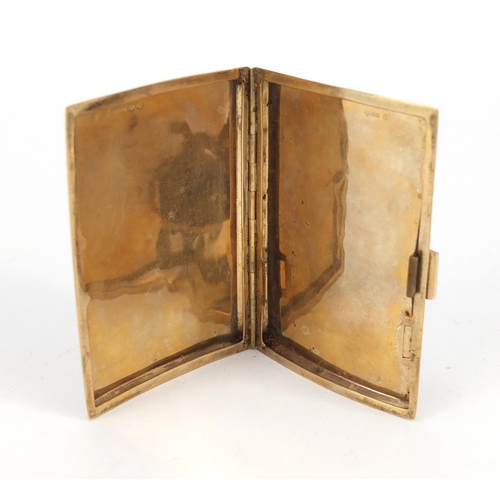 2354 - Rectangular 9ct gold cigarette case with engine turned decoration by Thomas William Lack, London, 8.... 