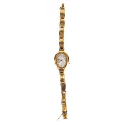 2355 - Ladies 18ct gold wristwatch with unmarked gold strap (tests as 18ct), 27.0g